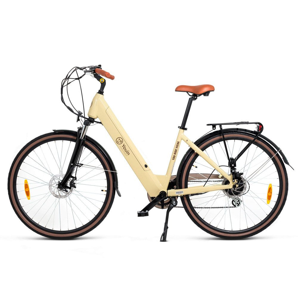Bicicleta Electrica Youin Youride Viena Color Crema Diseño De Paseo Motor 36v 15ah Lcd Display