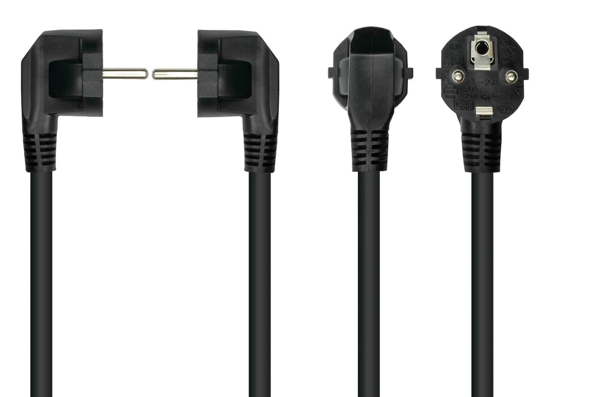 Cablemeimer Schutzkontakt-M. 90° Gew. C15 Gew. Negro 5m
