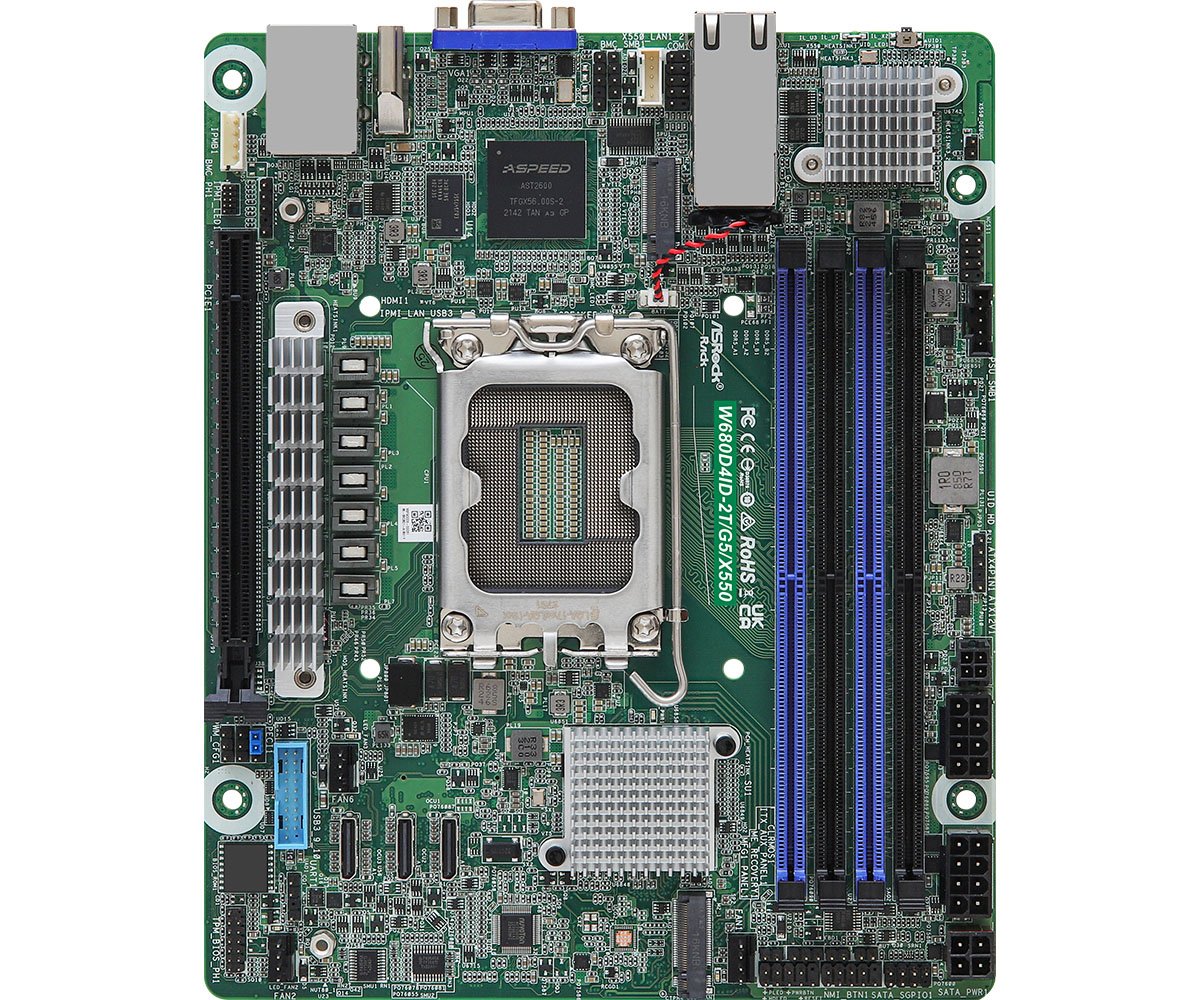Asrock Placa Base W680d4id-2t/G5/X550 Mini-Dtx Socket 1700 Ddr5-Only Single