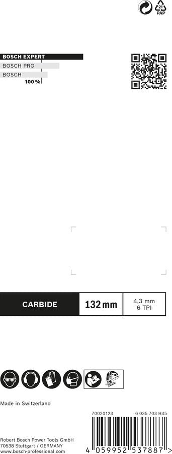 Bosch Hoja De Sierra De Calar De Carburo Expert T 341 Hm `` Yeso De Fibra '', 3 Piezas