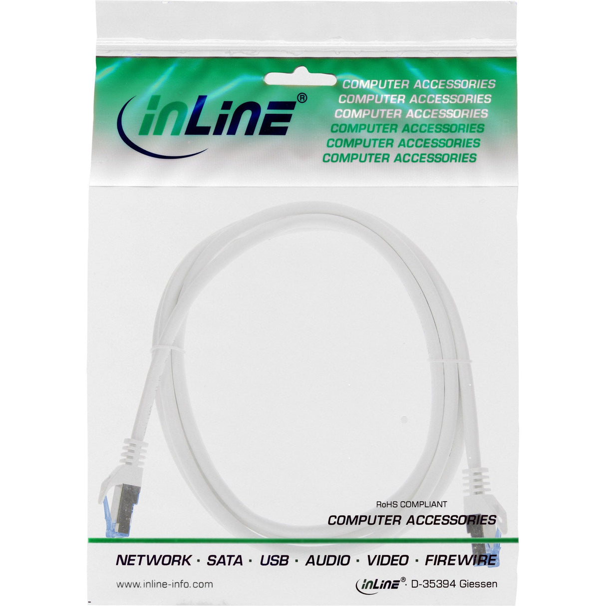 Inline® Patch Cable, Cat.6a, S/Ftp, Tpe (Lszh), Cca, White, 2m