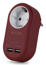 Entac Meckdosenadaptador + 2x Usb-A Hrgundy