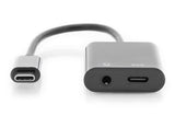 Adaptador Digitus Usb Splitter Tipo C - 3.5mm Tipo C M/F/F 0.2m Gen2 5a 10gb