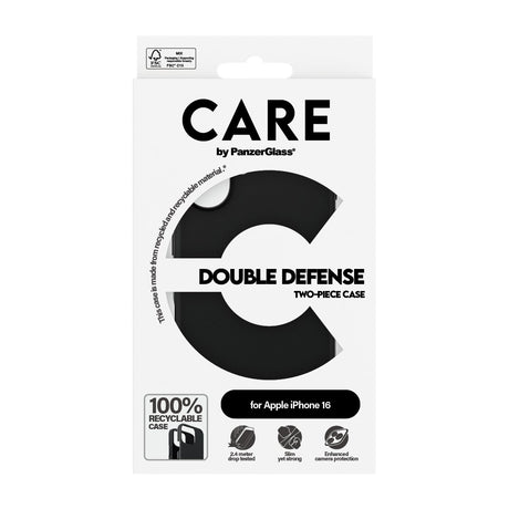 EAN 5715685003950 - PanzerGlass CARE™ by ® Double Defense Case Black iPhone 16 funda para teléfono móvil Negro imagen 3