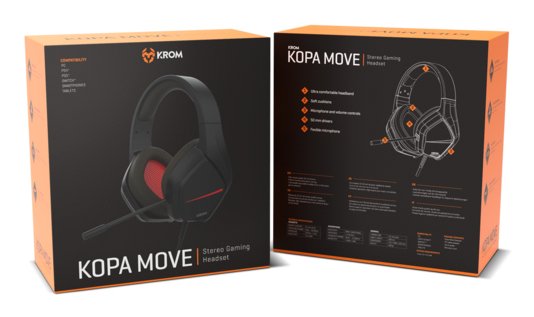 Auricular Krom Kopa Move  Gamng Estereo Negro Rojo