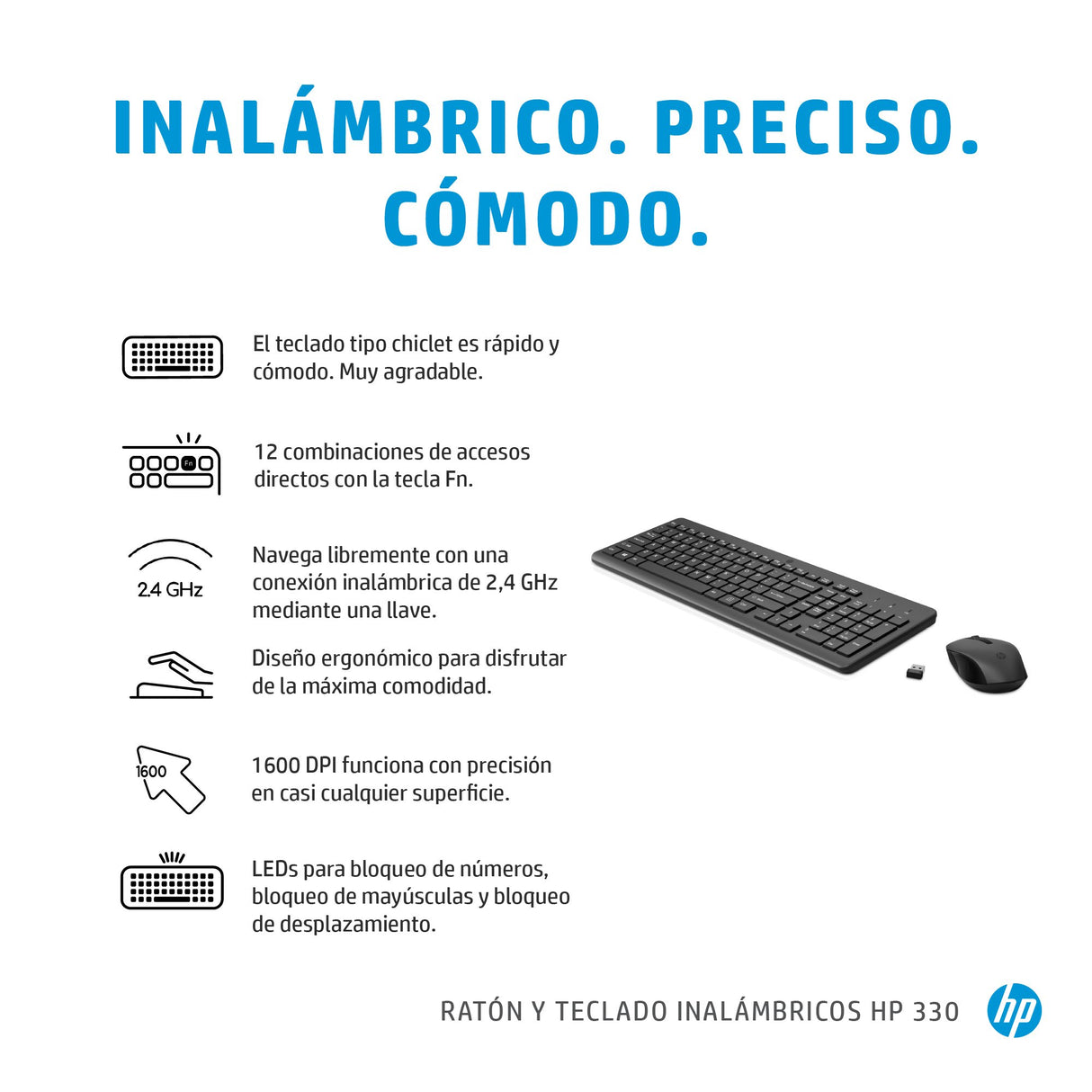EAN 0197029648860 - HP 300 Wireless Mouse and Keyboard Combination teclado Ratón incluido Universal RF inalámbrico Negro imagen 6