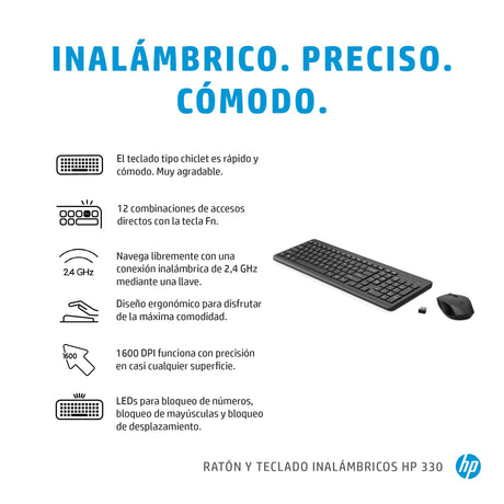 EAN 0197029648846 - HP 300 Wireless Mouse and Keyboard Combination teclado Ratón incluido Universal RF inalámbrico Negro imagen 6