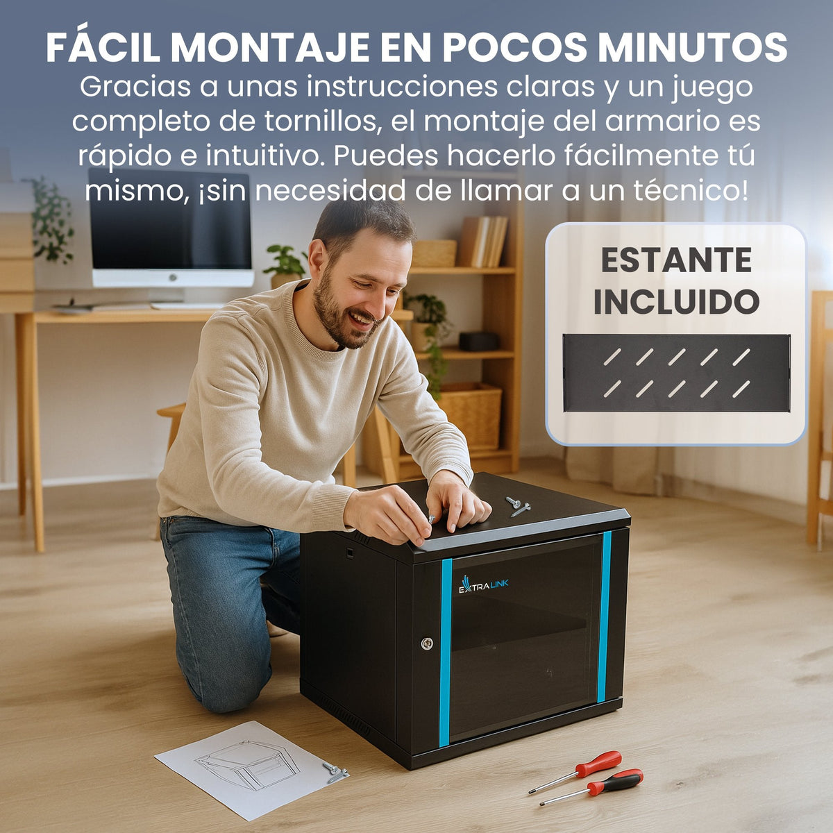 Lite 12u 530x400 Negro Rack-Armario Zur Montaje En Pared, Bandeja De Rack Im Lieferumfang Enthalten