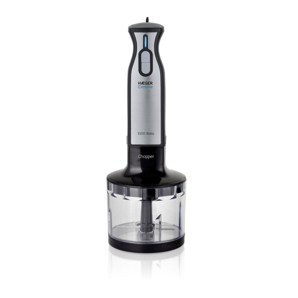 Batidora Haeger Extreme Chopper 1000w 2 Interruptores Toque Fácil/Suave  Eje Desmontable Pie Acero Inox Incluye Picadora Alimentos
