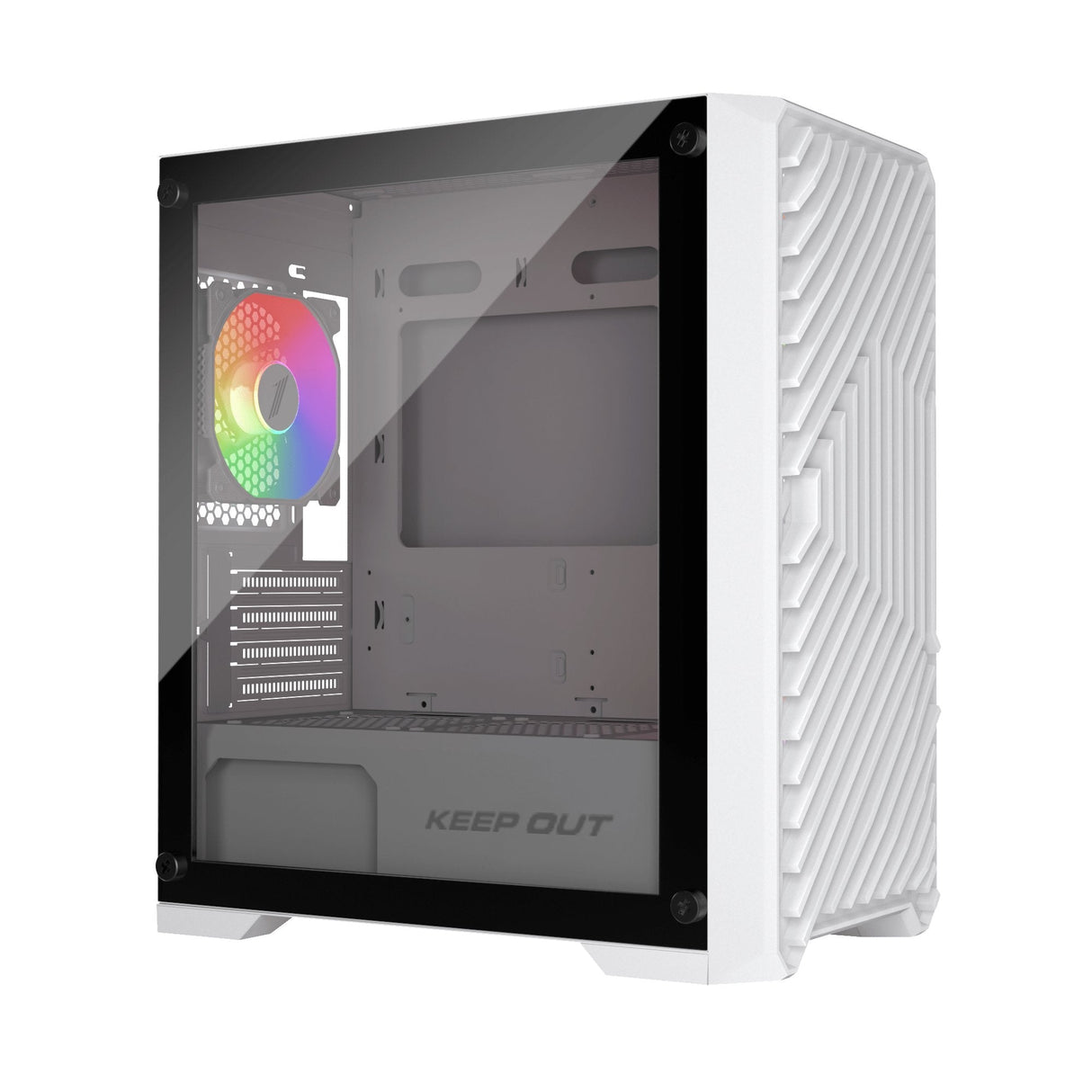 Caja Microatx Xc-220 Glass Argb Blanco Keepout Bahías Int.: 1x3,5, 2x2,5/2x3,5, 1x2,5/ 1xusb2.0, 2xusb3.0/ Audio In/Out