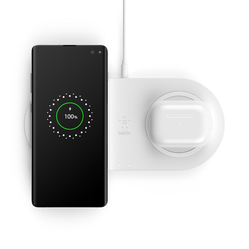 Base De Carga Inalámbrica Doble Belkin Wiz002vfwh  10w Boost Charge Color Blanco