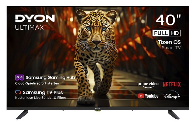 Televisor  Dyon Ultimax 40f-Ti - 40 " Full Hd Smart Tv Con Samsung Tizen Os, Sintonizador Triple (Dvb-C/-S2/-T2), Samsung Smart & Gaming Hub, Prime Video, Netflix, Disney+ [2025]  D800261