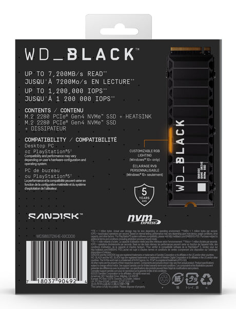 EAN 0718037904924 - SanDisk WD_BLACK SN850X NVMe 8 TB M.2 PCI Express 4.0 imagen 4