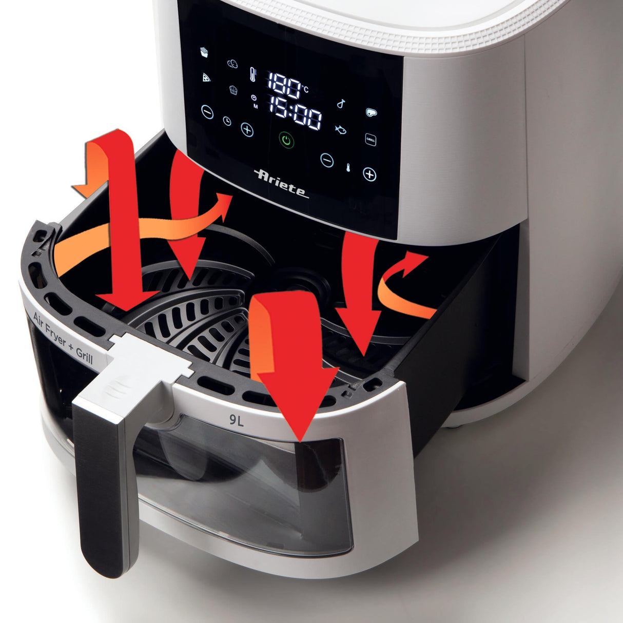 Ariete Freidora 9 L (Blanco, 1.500 Watt, Korb 9 Liter, Mit Sichtfenster) 4630w