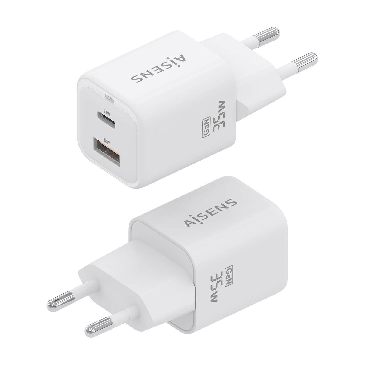 Aisens Cargador Gan 35w, 1xusb-C Pd3.0 Qc4.0, 1xusb-A Qc3.0, Blanco