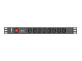 Regleta Rack Lanberg 19 "Pdu Pdu-08i-0200-C20-Bk (1u, 16a, 8x Iec C13, 2m, C20 Enchufe)