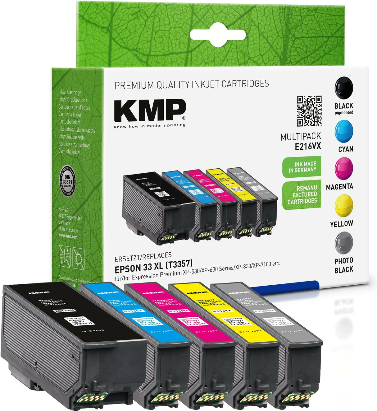 Kmp 1633,4055 Cartucho De Tinta Compatible Foto Negro 33xl