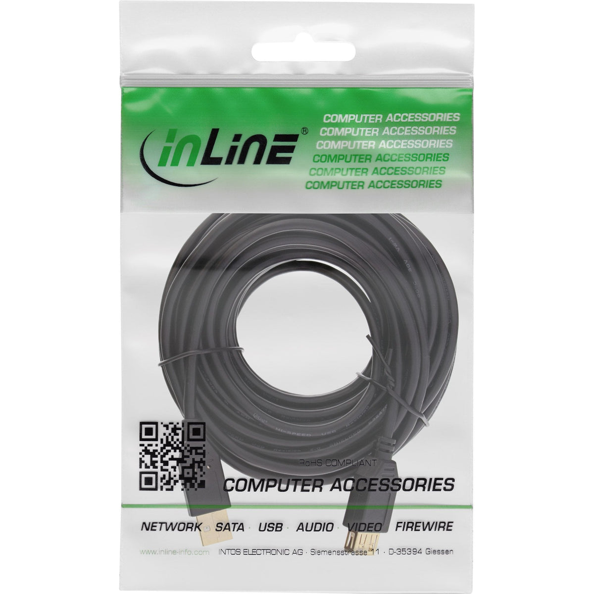 Cable De Extensión Inline Usb 2.0 Tipo A Macho A A Hembra Negro 5m