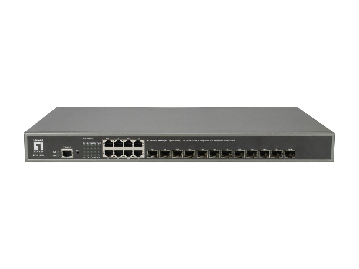 Levelone Switch  8x Ge Gtl-2091     12xgsfp 19"
