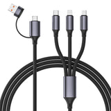 Cable De Carga Usb 4 En 1, Tipo-C, Micro-Usb Y 8 Pines, Silicona Premium, 1,5 M Negro