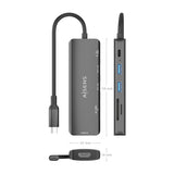 Aisens Usb-C Dock 6 En 1, Usb-C A 1xhdmi, 2xusb-A, 1xusb-C Pd 100w, 1xsd, 1xmicro Sd, Gris, 15cm