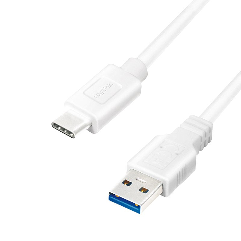 Logilink - Usb 3.2 Gen1x1 Cable, Usb-A Male To Usb-C Male, White, 1.5m