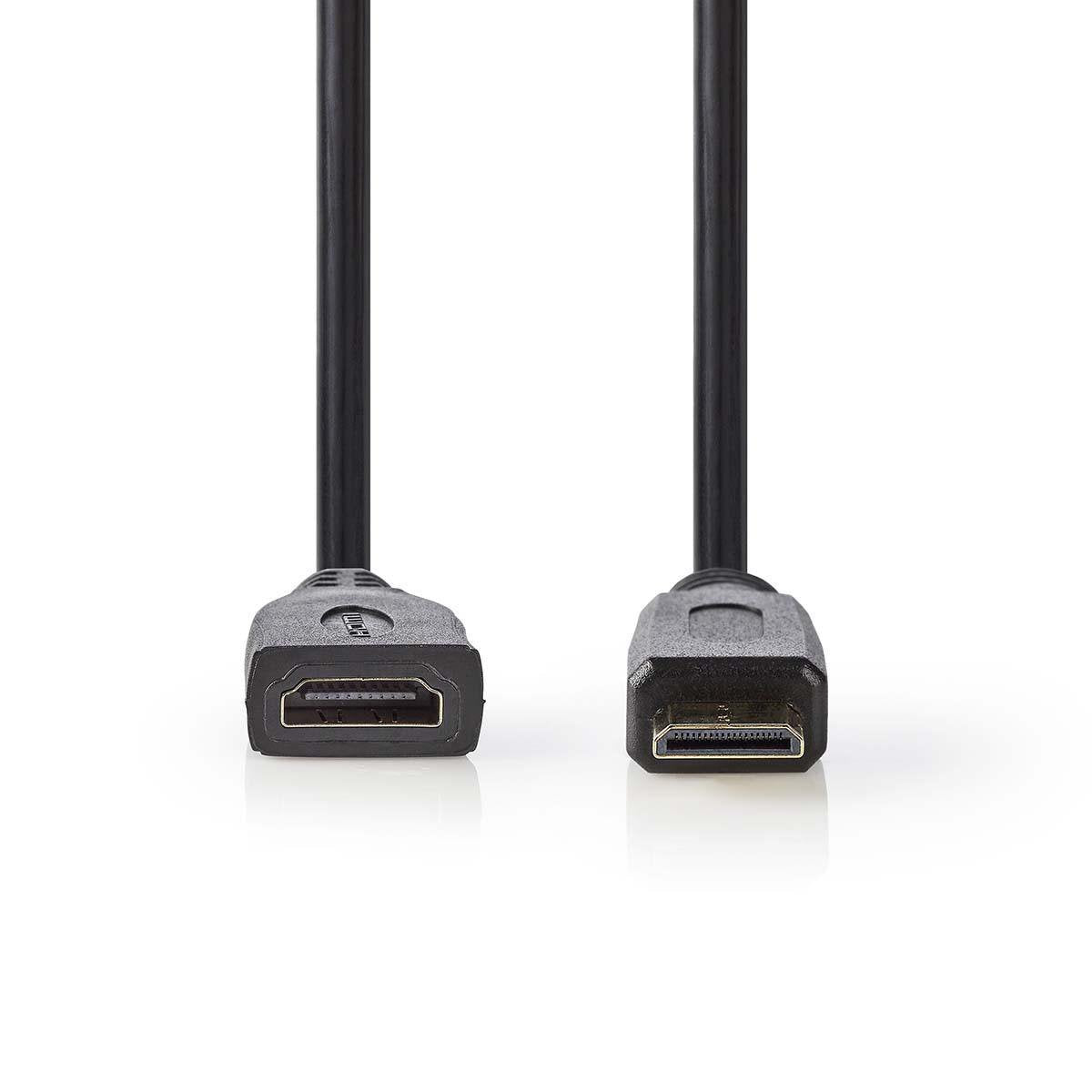 Mini Hdmi: Han - Hdmi: Hun  Adapter, Sort, 0,2m Kabel