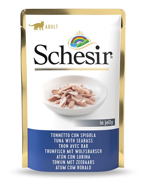 Comida Húmeda Para Gatos Schesir In Jelly Tuna With Seabass  85 G