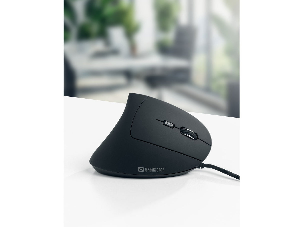 Ratón Vertical Sandberg Con Cable Usb Óptico 2400 Dpi
