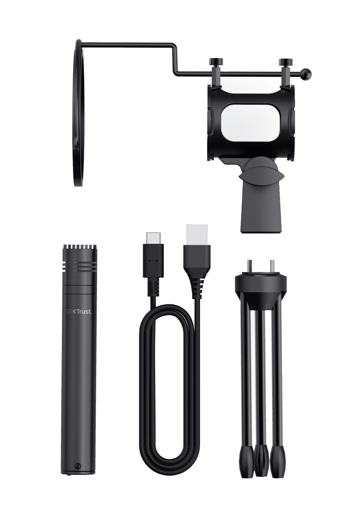 Microfono Trust Gxt 241 Velisca - Patron Cardiode -  Incluye Tripode Y Filtro Rejilla - Mute En Parte Trasera  - Usb  24182