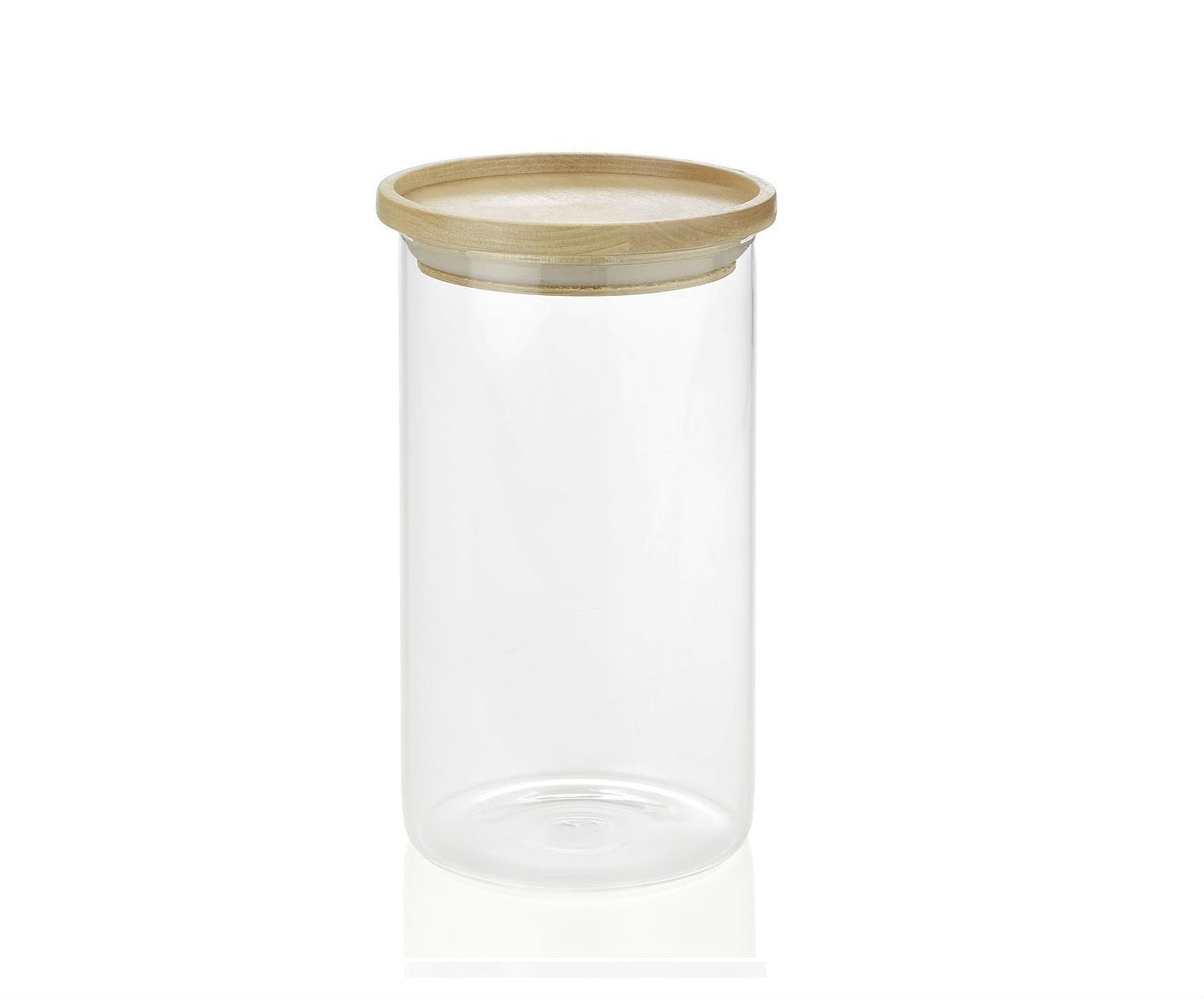 Bote De Vidrio/Madera Ø9,5x17,5cm Cc16204 Andrea House
