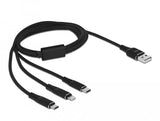 Delock Cable Usb 3 In 1 Para Lightning / Micro Usb / Usb Tipo-C 1 M Negro