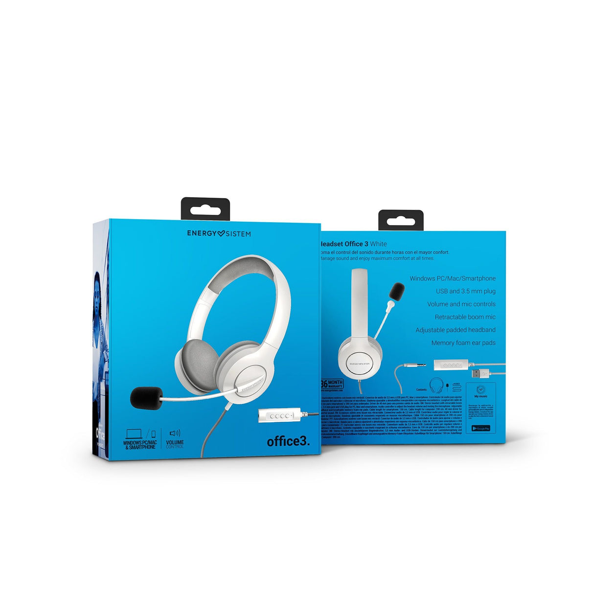 EAN 8432426452156 - Energy Sistem 452156 auricular y casco Auriculares Alámbrico Diadema Llamadas/Música USB tipo A Blanco imagen 7