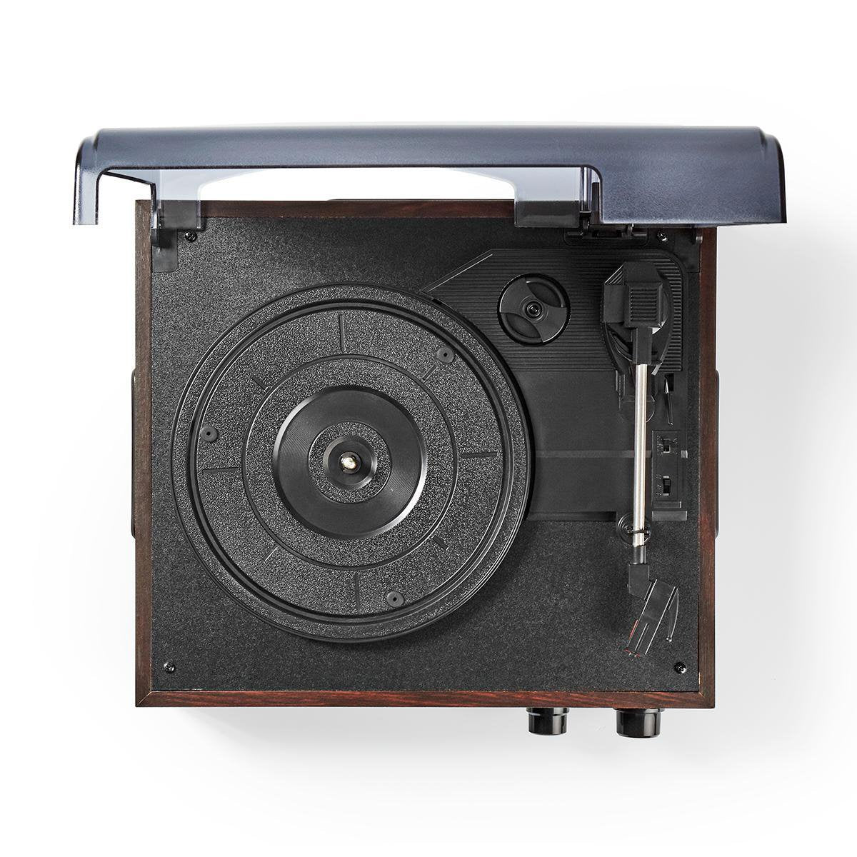 Nedis Tocadiscos 33  45  78 Rpm  18 W Conversión A Mp3  Abs  Mdf  Marrón