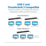 Tripp Lite U442-Dock7d-B Estación De Conexión Usb C, Pantalla Triple - 4k Hdmi Y Dp, Vga, Usb 3.2 Gen 1, Hub Usb A Y Usb C, Gbe, Carga Pd De 100w, Negro