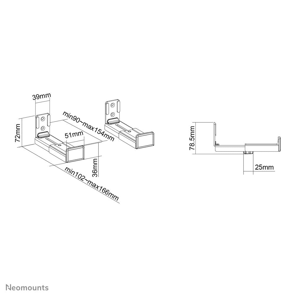 Soporte Universal Para Barra De Sonido, Ajustable En Profundidad (9-15,4 Cm) 15kg Awl29-550bl1 Neomounts