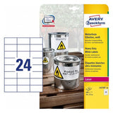 Avery Etiquetas Adhesivas Extra Resistentes 70x37mm Láser 24 X 20h Poliéster Blanco