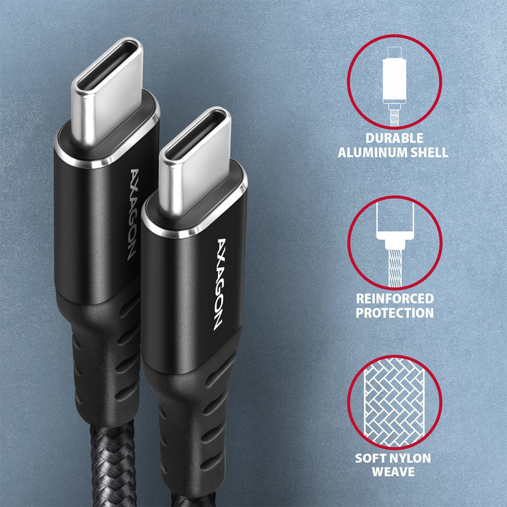 EAN 8595247907387 - Axagon Data and charging USB 2.0 cable 1.5 m long. PD 60W, 3A. Black braided. cable USB 1,5 m USB C Negro imagen 3