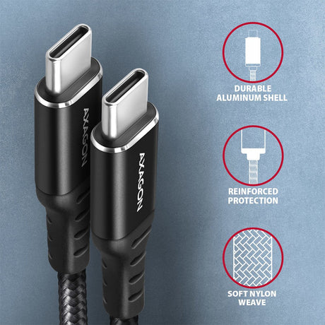 EAN 8595247907387 - Axagon Data and charging USB 2.0 cable 1.5 m long. PD 60W, 3A. Black braided. cable USB 1,5 m USB C Negro imagen 3