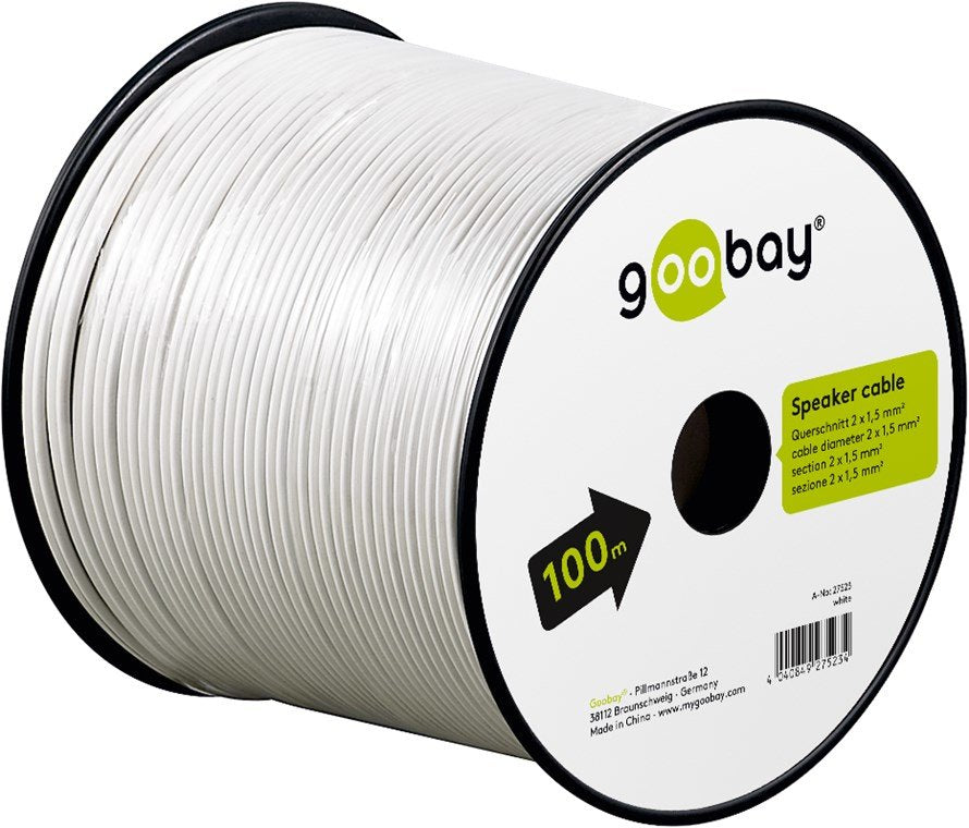 Goobay Speaker Cable 2x1.5mm2. Cca. White. 100m