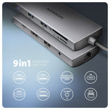 EAN 8595247907523 - Axagon HMC-8HLSA base para portátil y replicador de puertos Alámbrico USB 3.2 Gen 1 (3.1 Gen 1) Type-C Gr imagen 2