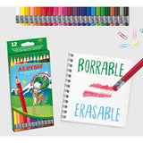 Alpino Lápices De Colores Borrables 177mm Estuche De 12 C/Surtidos