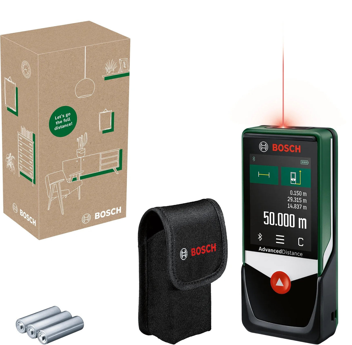 Bosch Bricolaje Y Jardín Telémetro Láser Advanceddistance 50c Verde Negro, Alcance 50m, Bluetooth 06036722z0
