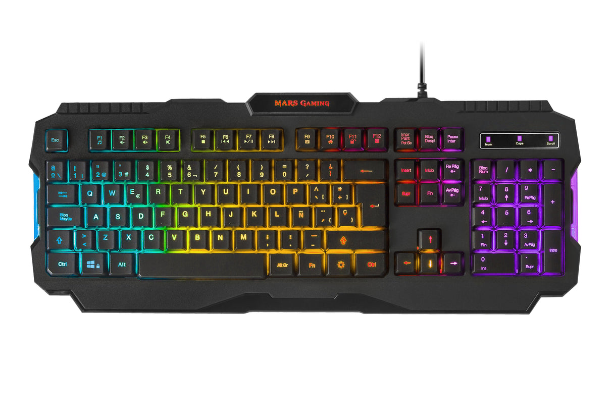 Mars Gaming Mcprgb2 Combo Gaming - Teclado Rgb Rainbow - Raton 4000dpi Rgb Flow - Auriculares Rgb Flow - Alfombrilla