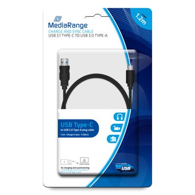Cable De Carga Y Datos Mediarange Usb 3.0 A Usb Tipo-C 1.2m Sc