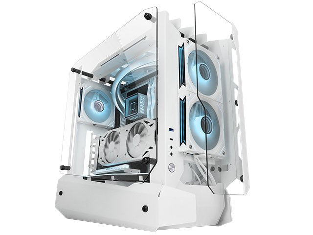 Caja Semitorre Atx Mc-Edge Blanco Mars Gaming Bahías Int:1x3'5,3x2'5/ 1xusb3.0/ 1xusb-C 3.0/ Audio In/Out/ Sistema De Gestión De Cableado Interno/ Hasta 7 Ventiladores De 120mm