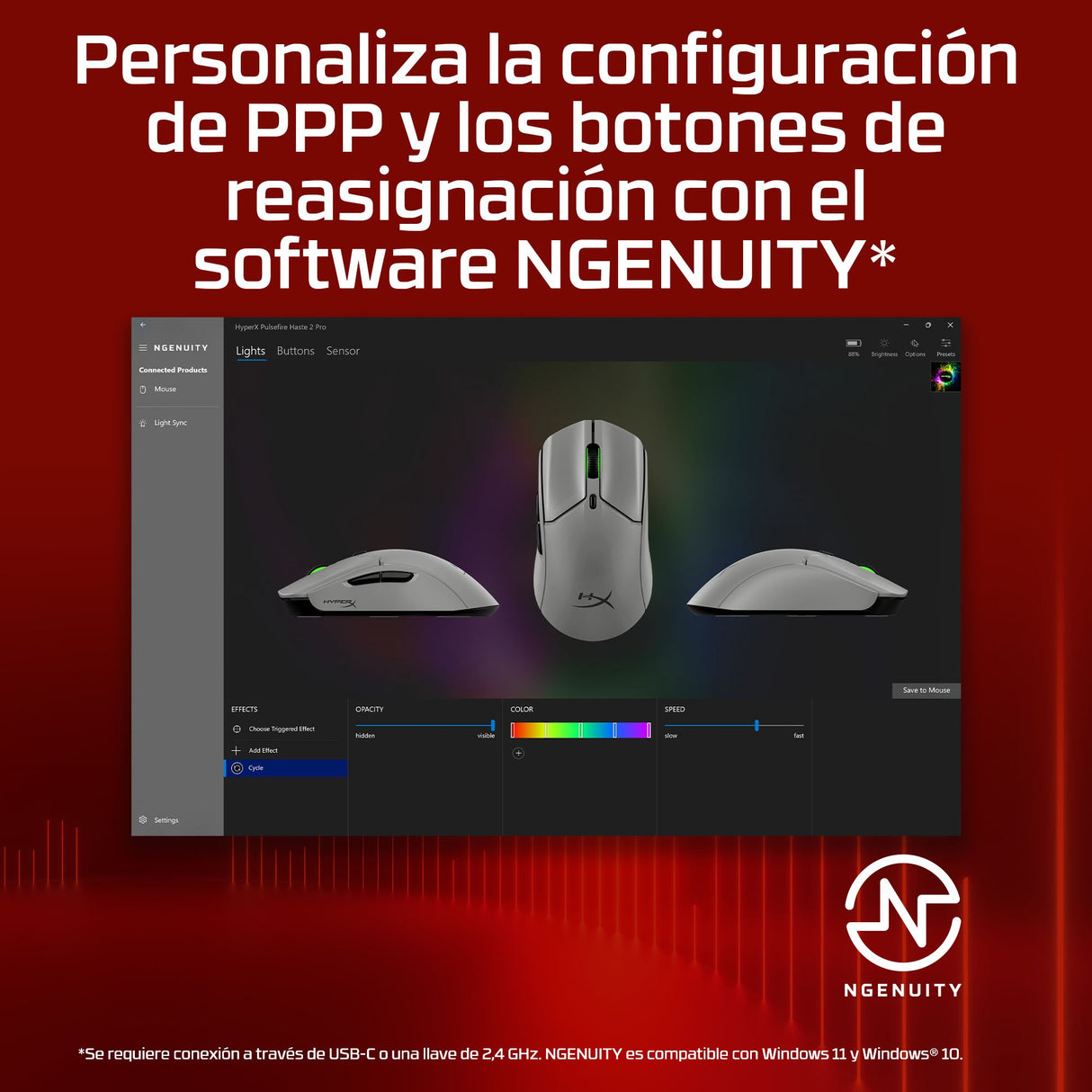 EAN 0198122802432 - HyperX Pulsefire Haste 2 Pro 4k Wireless Gaming Mouse ratón Juego Ambidextro Bluetooth + USB Type-C Óptic imagen 2