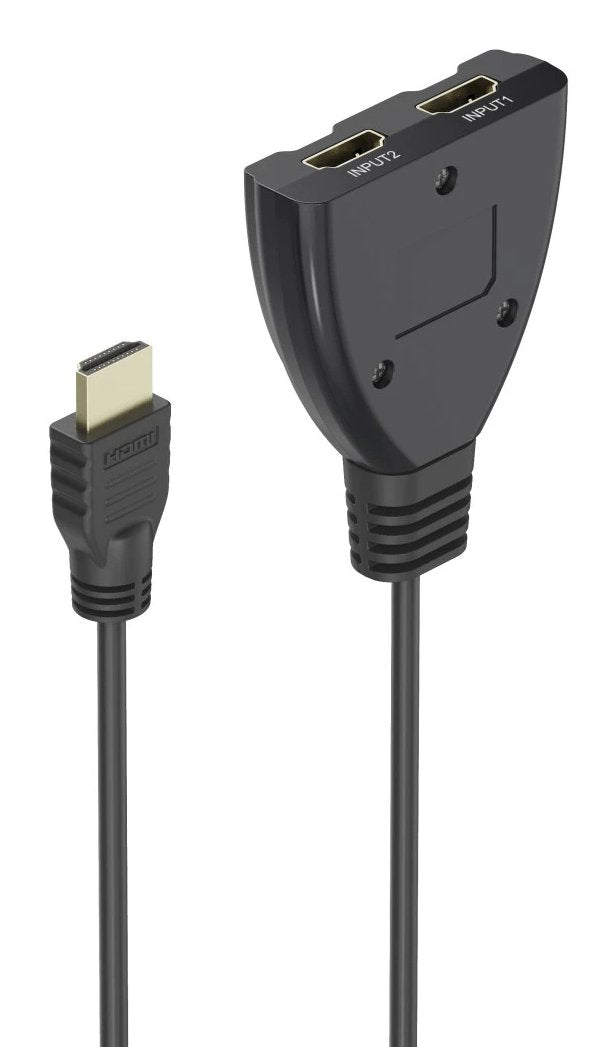 Hama Essential Conmutador Hdmi 4k - Cable 1.7cm - Luz Led - 2 Entradas Hdmi Hembra - 1 Salida Hdmi Macho - Negro