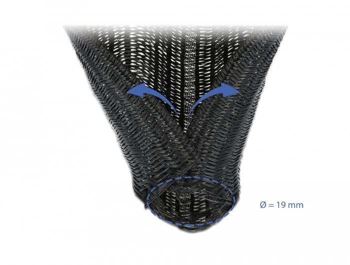 Delock Funda Trenzada De Cierre Automático 2 M X 19 Mm Negro