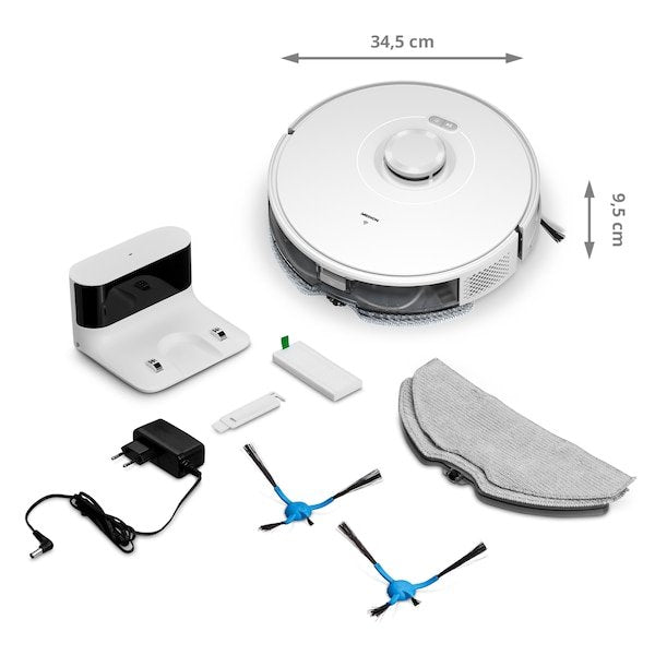 Robot Aspirador  Medion Con Navegación Láser Y Función De Fregado X10 Sw (Gran Potencia De Aspiración 2.700pa, Robot Aspirador 2 En 1, Mapeo Preciso, Zonas Go & No Go, Múltiples Plantas)